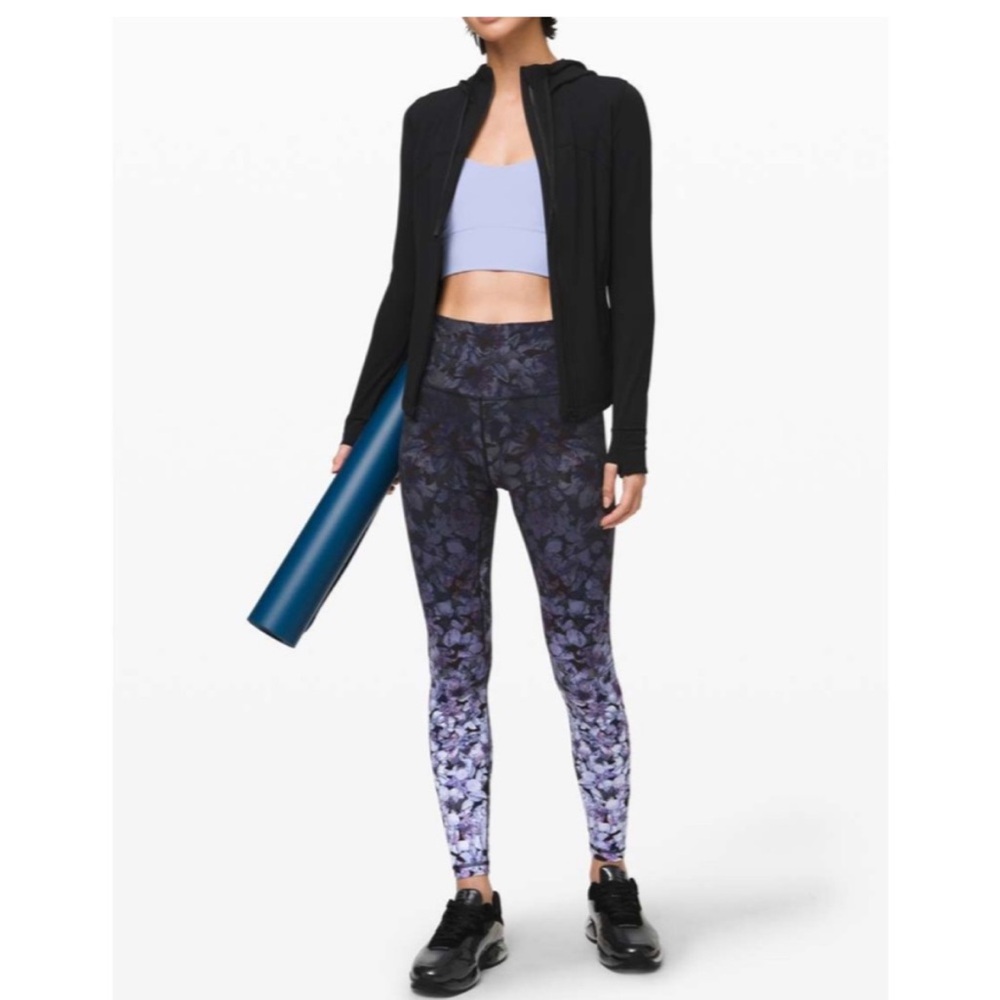 lululemon athletica Black and Gray Floral Leggings